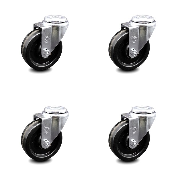 4 Inch Phenolic Wheel Swivel Bolt Hole Caster Set
